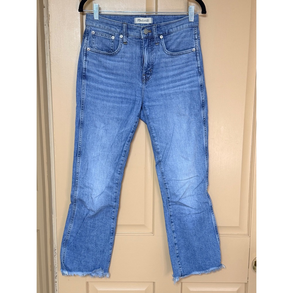 Madewell Cali Demi-Boot Jeans Medium Wash Raw Hem High Rise Size 26